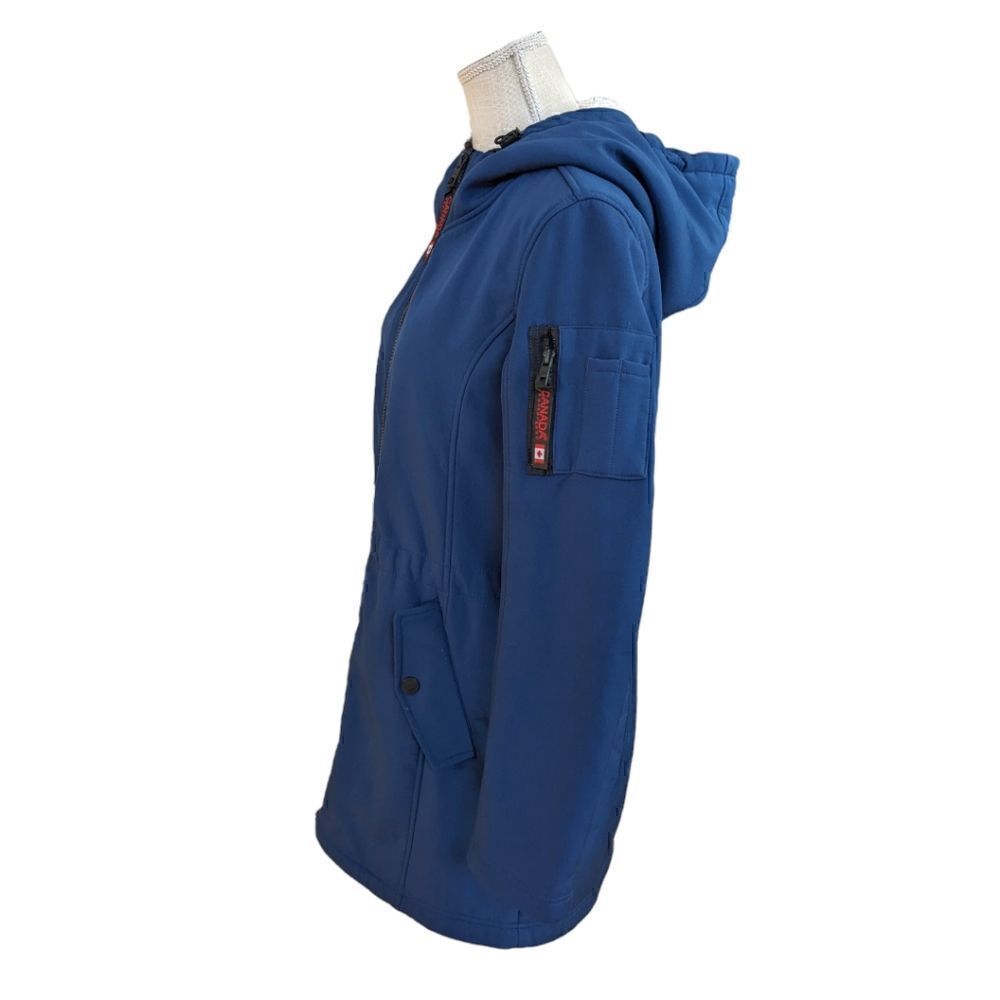 Canada WeatherGear Navy Full Zip Hooded Long Jacket Size S - Picture 4 of 13